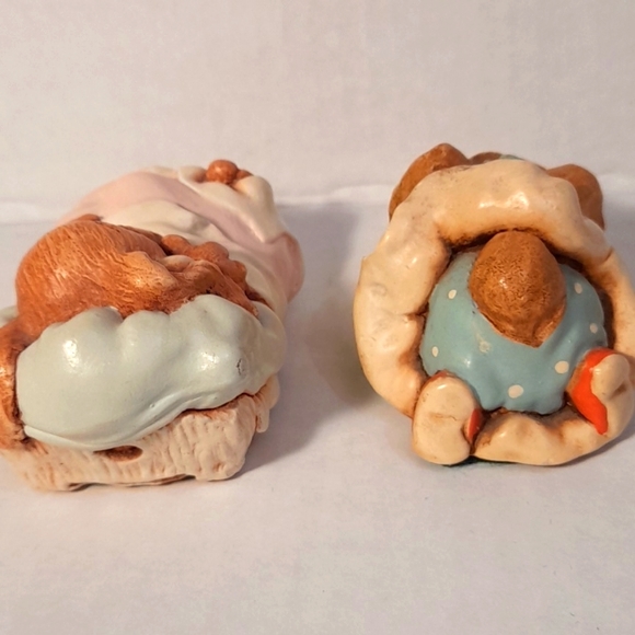 💗 2 Easter Vintage Bunny Rabbit Stoneware Figurines - Picture 2 of 4